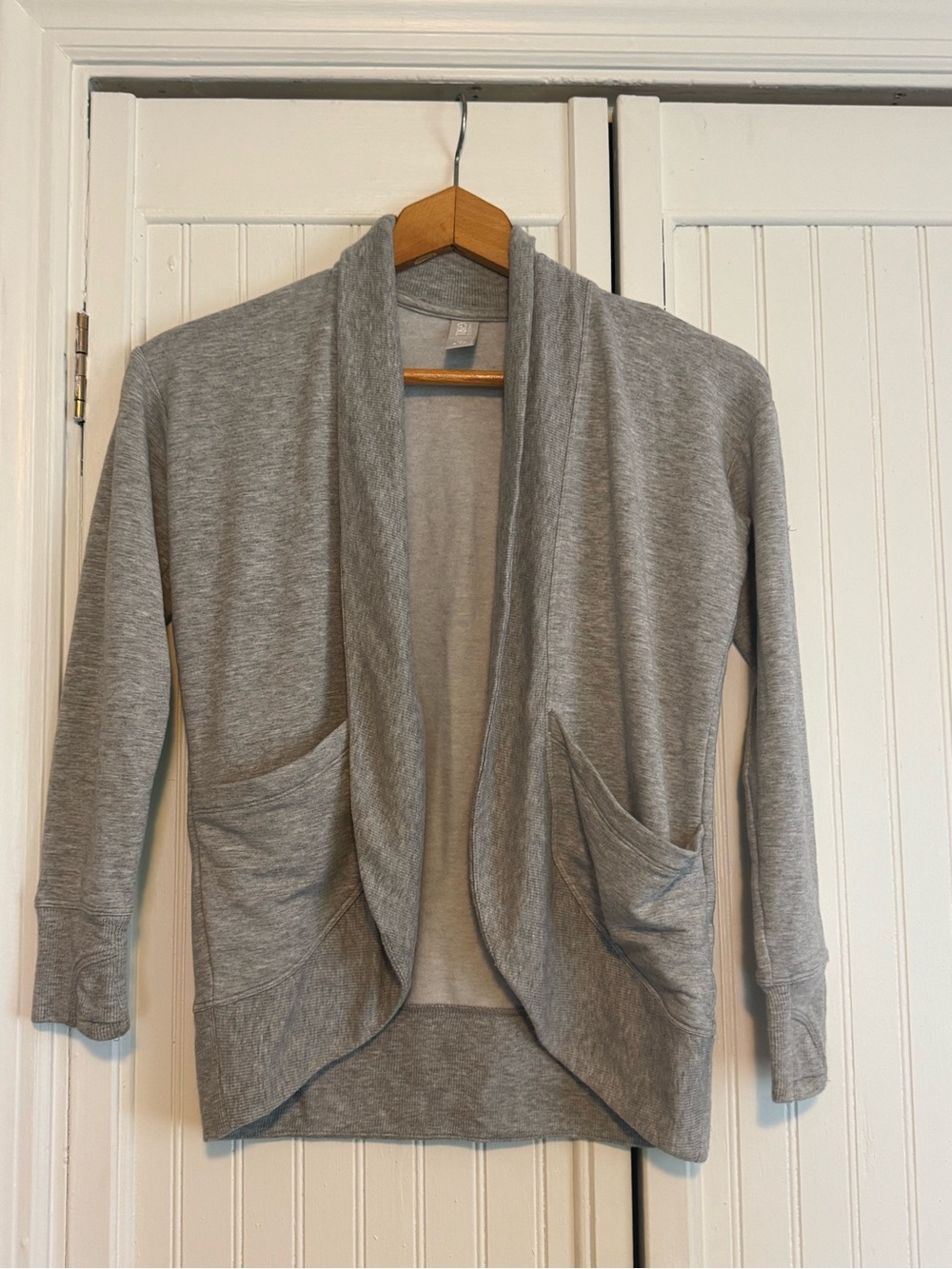 Athleta Light Gray Open-Front Draped Cardigan